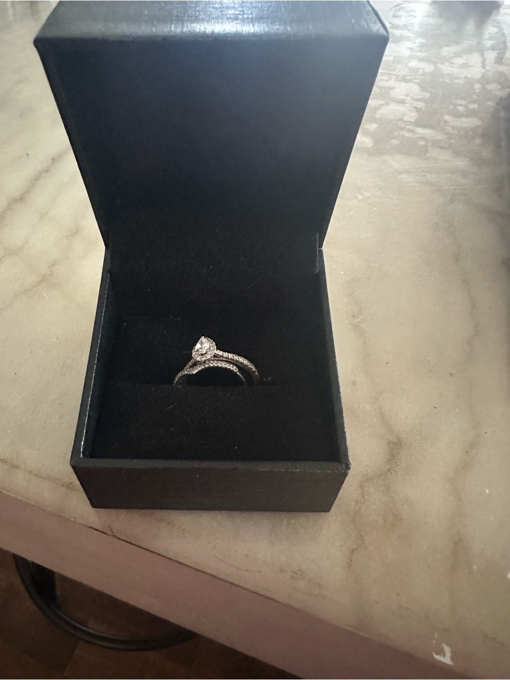 Silver Pear-Cut Halo Engagement Ring - Silver